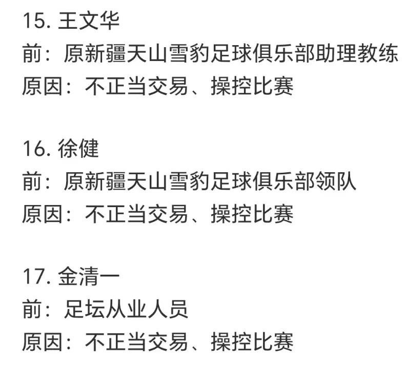 足协官宣!假赌黑第三批处罚名单!17人终身禁足1队追扣6分